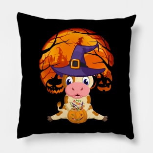 Cow pumpkin witch Pillow