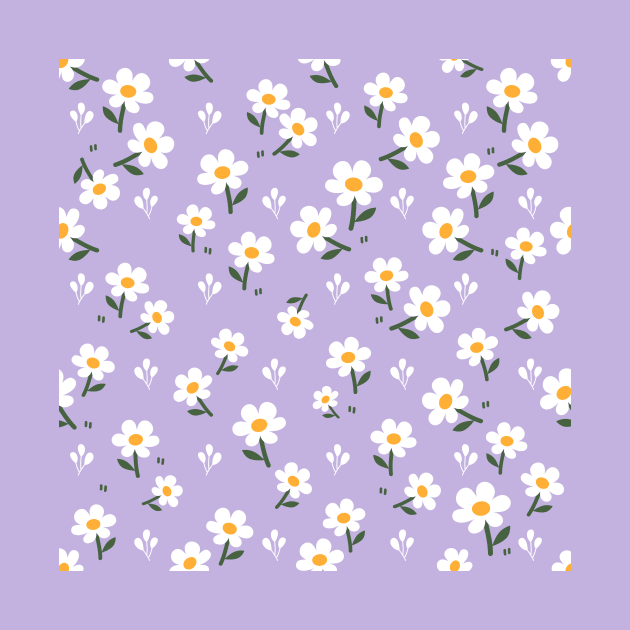 Little White Flowers on Purple Background by Ayoub14