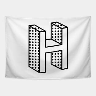 3D Ben Day Dot Isometric Letter H Tapestry