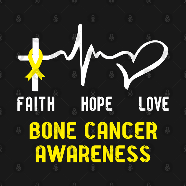 Faith Hope Love Bone Cancer Awaneress Support Bone Cancer Gifts by ThePassion99