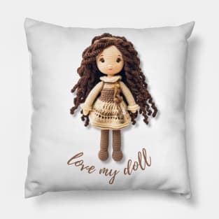 Handmade Wool Doll, Cozy and Cute - design 8 Pillow