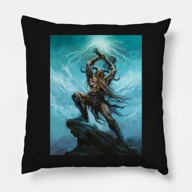 Norse God Thor Pillow by AlanLathwell