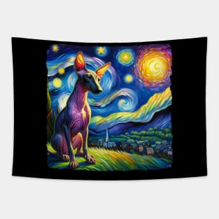 Starry xoloitzcuintli Dog Portrait - Pet Portrait Tapestry