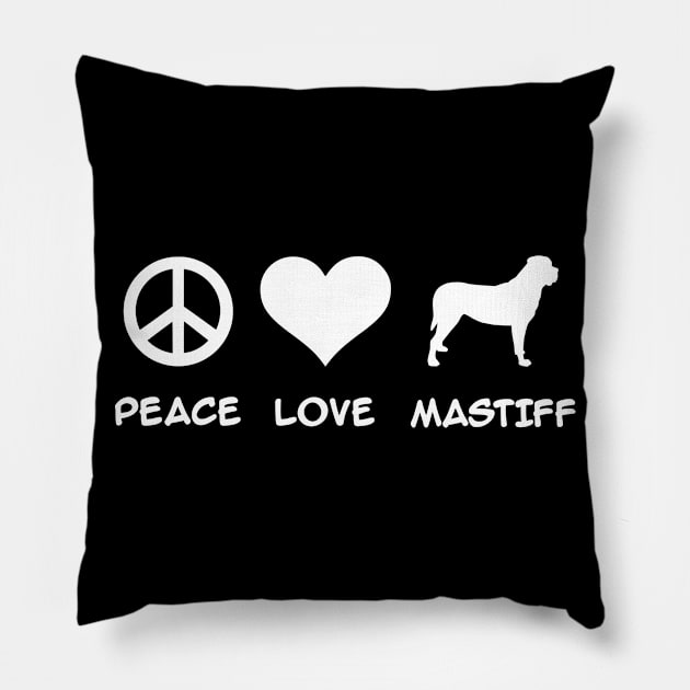 Peace, Love, Mastiff Pillow by Designzz