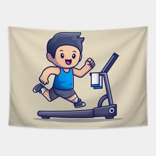 Cute People Running On Treadmill Tapestry