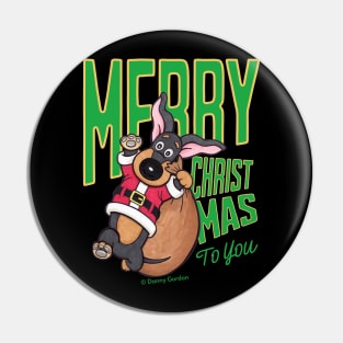 Cute Funny Doxie Dog having a Merry Christmas  on dachshund  Santa tee Pin