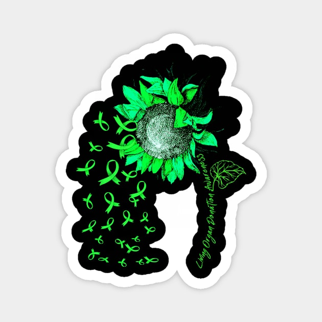 LIVING ORGAN DONATION AWARENESS Sunflower Green Ribbon Magnet by vamstudio