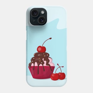 Cupcake with cherry and chocolate Phone Case