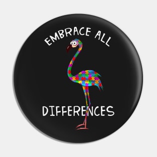 Embrace Differences Puzzle Flamingo Autism Awareness Pin