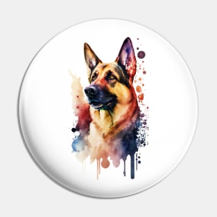 Pet Dog Portrait, Dog Owner Gift Idea - Cute German Shepard Majestic Watercolor Pin