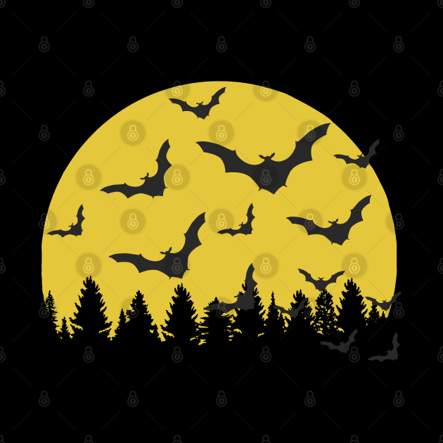 Bats the Nighttime Pollinators with Moon for Bat lovers by Graphic Duster