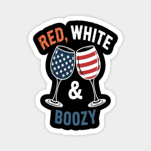 Red Wine 4th of July wine Red White & Boozy Wine Glasses Magnet