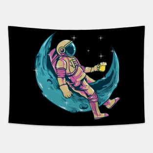 Astronaut Drinking Beer In Space Science Tapestry