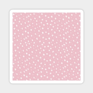 Snowflakes and dots - pink and white Magnet
