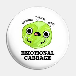 Emotional Cabbage Cute Veggie Pun Pin