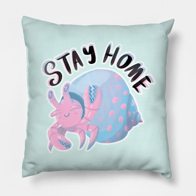 Stay Home Little Hermit Crab in Digital Pillow by narwhalwall