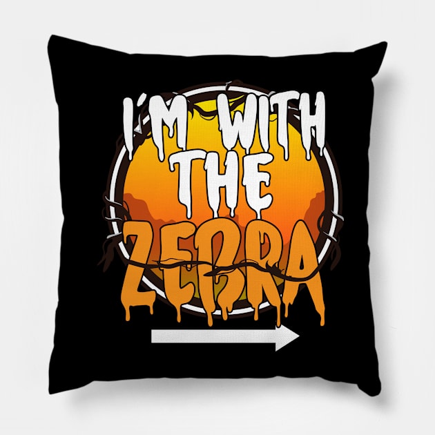 I'm With The Zebra Funny Lazy Halloween Costume Last Minute Halloween Costume Halloween 2021 Gift Pillow by dianoo