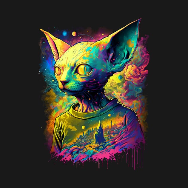 Psychedelic Sphynx Cat #2 by ElectricMint