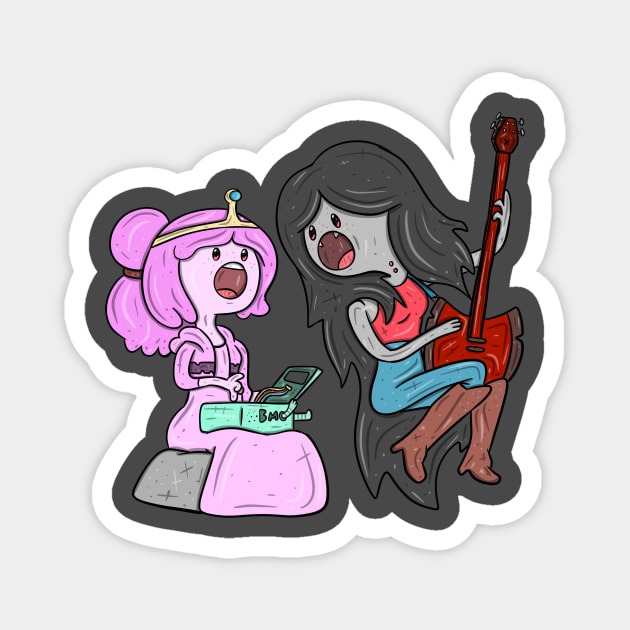 Princess Bubblegum and Marceline Singing Magnet by surfinggiraffecomics