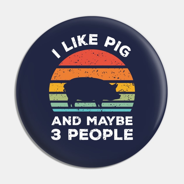 I Like Pig and Maybe 3 People, Retro Vintage Sunset with Style Old Grainy Grunge Texture Pin by Ardhsells