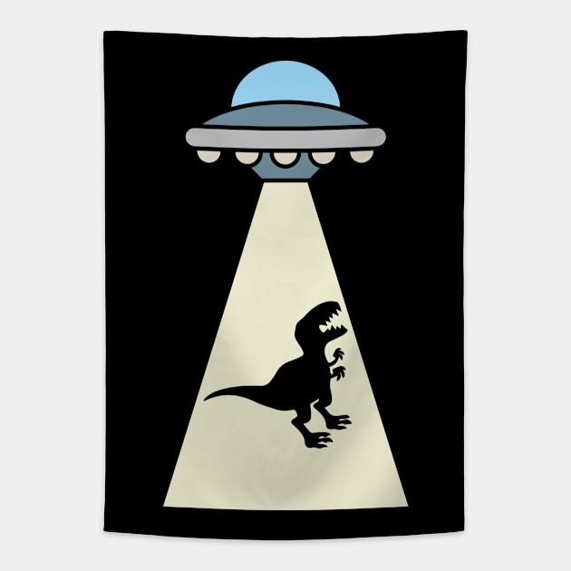 Funny Dinosaur UFO Alien Abduction Tapestry by TwistedCharm