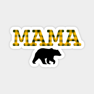 Mama Bear Yellow Mustard Plaid Magnet