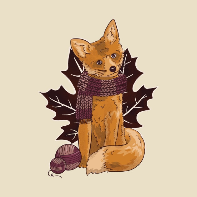 Fall Knitting Fox by polliadesign