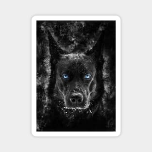 Black Wolf with blue eyes vector Magnet