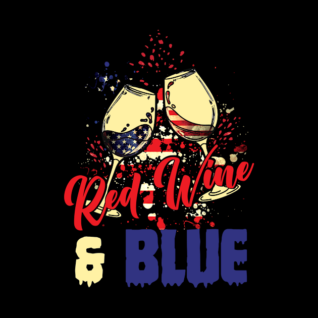 4th July Red Wine And Blue America USA Flag Independence by anesanlbenitez