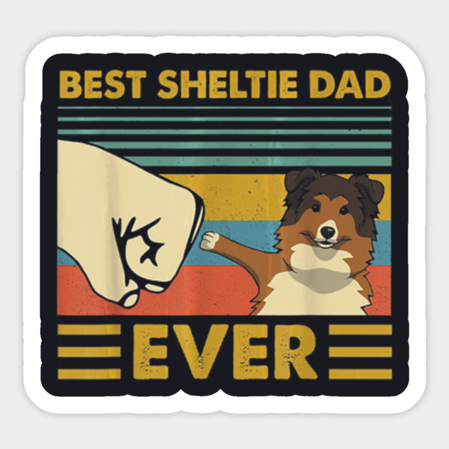 Best Sheltie Dad Ever Retro Vintage Sunset T Shirt Best Sheltie