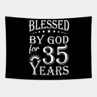 Blessed By God For 35 Years Christian Tapestry