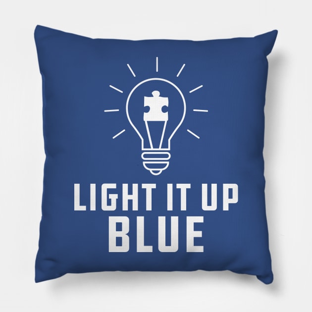 Autism - Light it up blue Pillow by KC Happy Shop