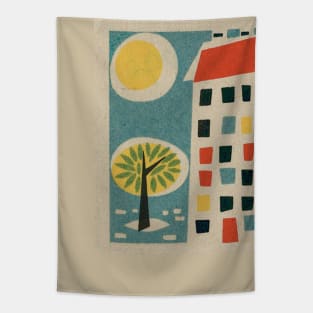 Vintage Mid Century / 60s Minimalist Illustration Tapestry