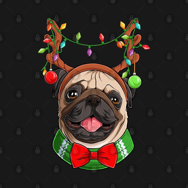 Discover Santa Pug Christmas Tree Lights Xmas Boys Pugmas Dog Dogmas - Christmas Pug - T-Shirt