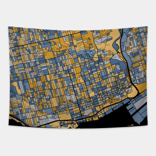 Toronto Map Pattern in Blue & Gold Tapestry