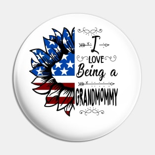 Vintage American Flag I Love Being A Grandmommy Happy Independence Day Pin