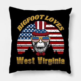 Bigfoot loves America and West Virginia Pillow