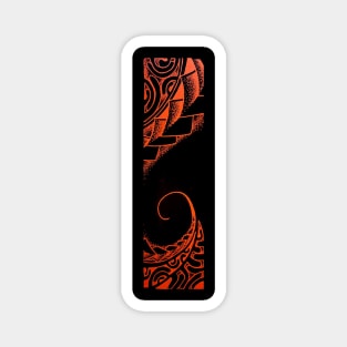 Polynesian tattoo art orange wave Magnet