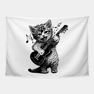 Sweet Little Cat Playing Electric Guitar Tapestry