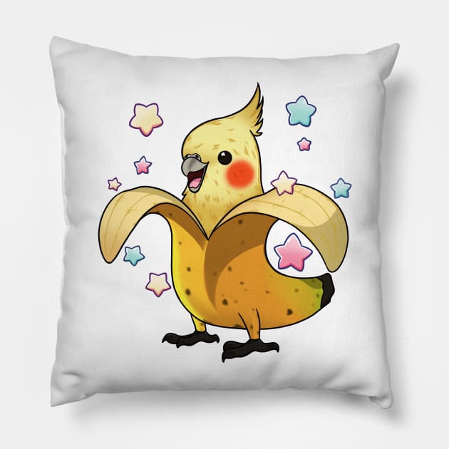 Tropical Fusion: Banana Cockatiel Delight Pillow by Holymayo Tee