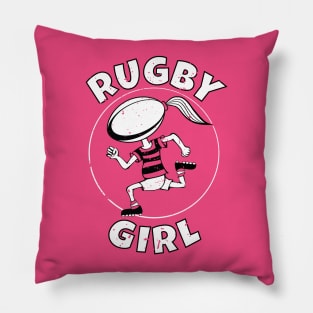 Rugby Girl Cartoon Pillow