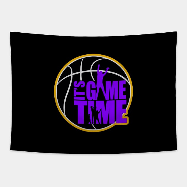 It's Game Time - Purple & Gold Tapestry by adamzworld