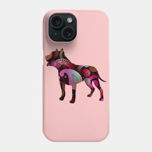 Pit Bull Dog Silhouette with Colorful Paisley Phone Case