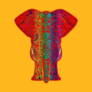 Rainbow Red Elephant in Orange T-Shirt