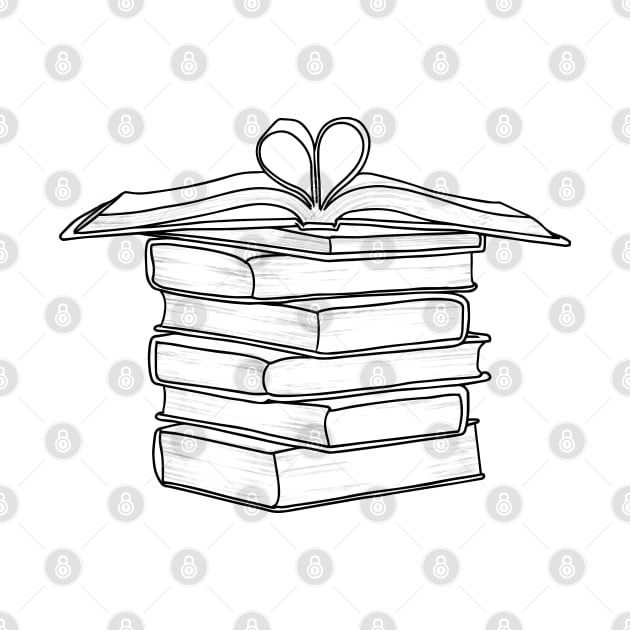 Book Stack Line Art | Books Line Art by Tilila