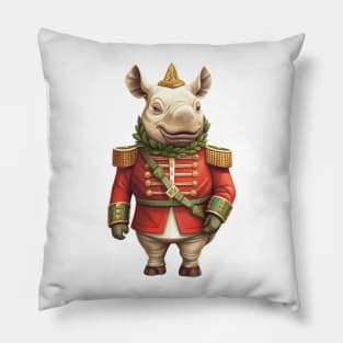 Rhino Christmas Nutcracker Pillow