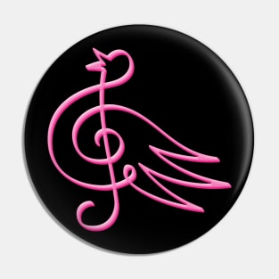 Pink Treble Clef Bird Pin