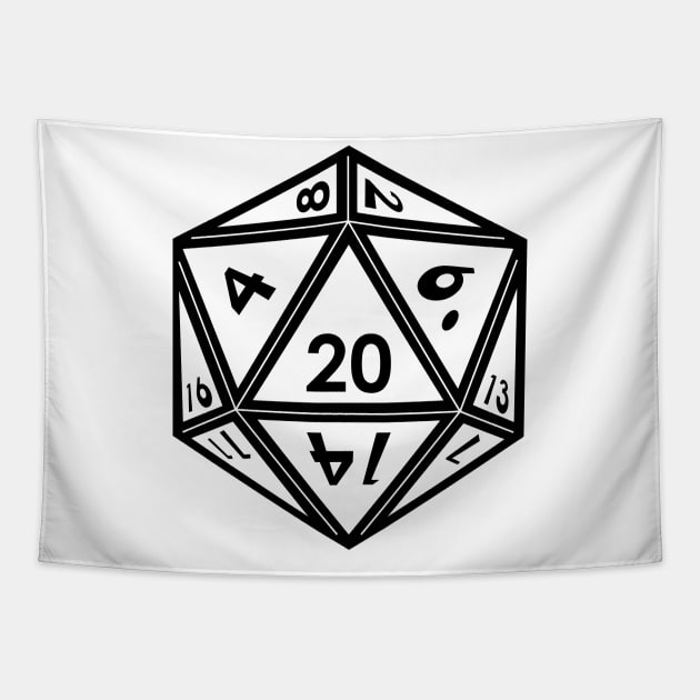 Transparent D20 Dice (Black Outline) Full Size Tapestry by Stupid Coffee Designs