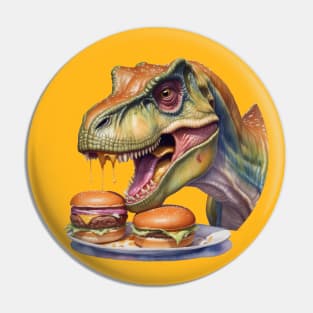 Dinosaur with burger Pin