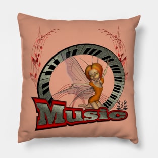 Music, fairy with piano and clef Pillow